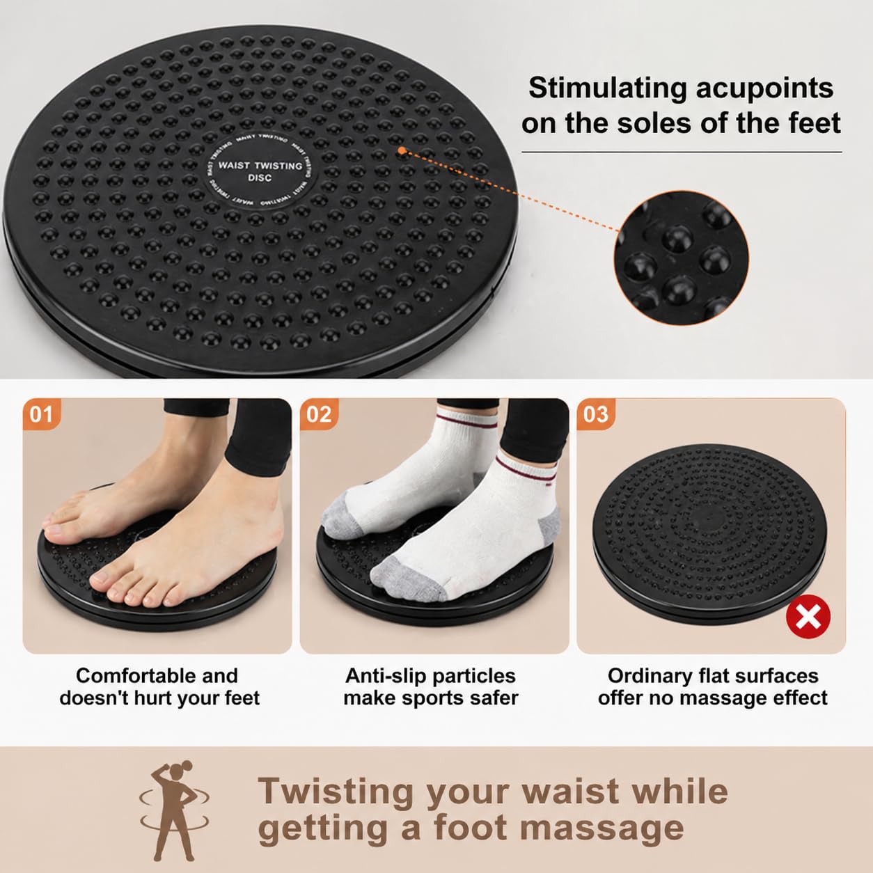 Waist Twisting Disc, Body Trimmer Core Ab Twistboard Domestic Fitness Exercise Slimming Equipment for Workout Reflexology