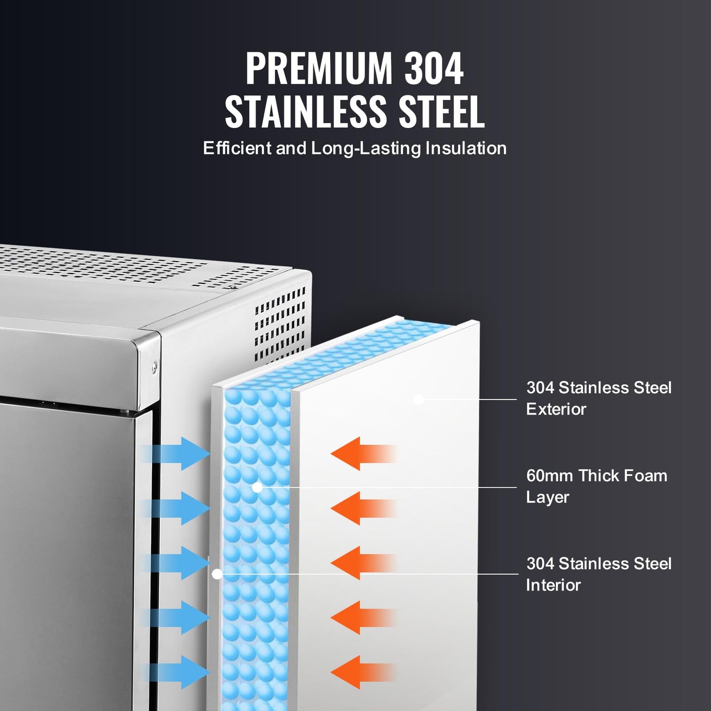 VEVOR 32L Blast Freezer, 4 Trays Commercial Freezers Flash,<-31~68°F> Mini Countertop Shock Frozen for Home, 360° Fan Cooling Batch Freeze, 304 Stainless Steel Blast Chiller for Seafood, Ice Cream
