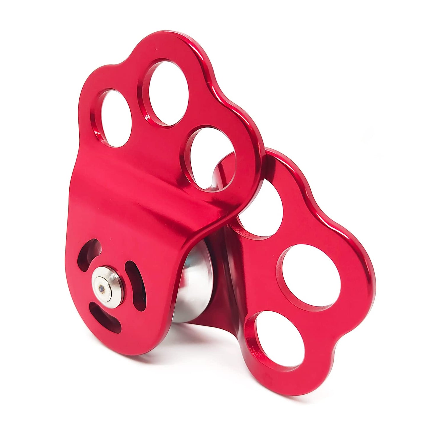 EMMRAGNO 30KN Climbing Single Pulley Climbing Three Hole Hitch Pulley Climbing Bearing Pulley, Hauling Pulley for Rock Climbing, Rappelling, Zipline Sports etc.