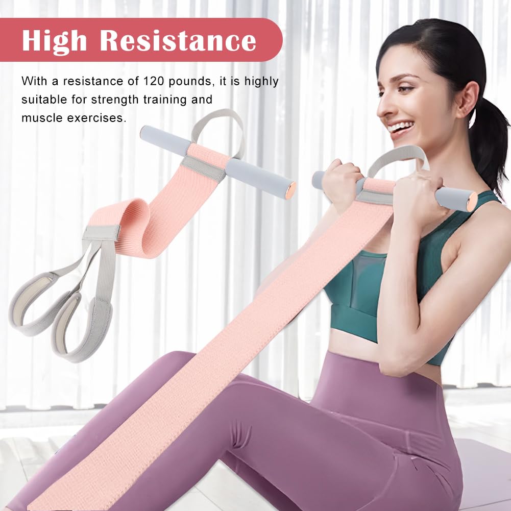 Full Body Resistance Band Set with Handles Yoga Pedal Resistance Band Anti-Broken Elastic Sit Up Pull Rope for Strength Training Stretch Bands Workout Equipment (Color:Pink)