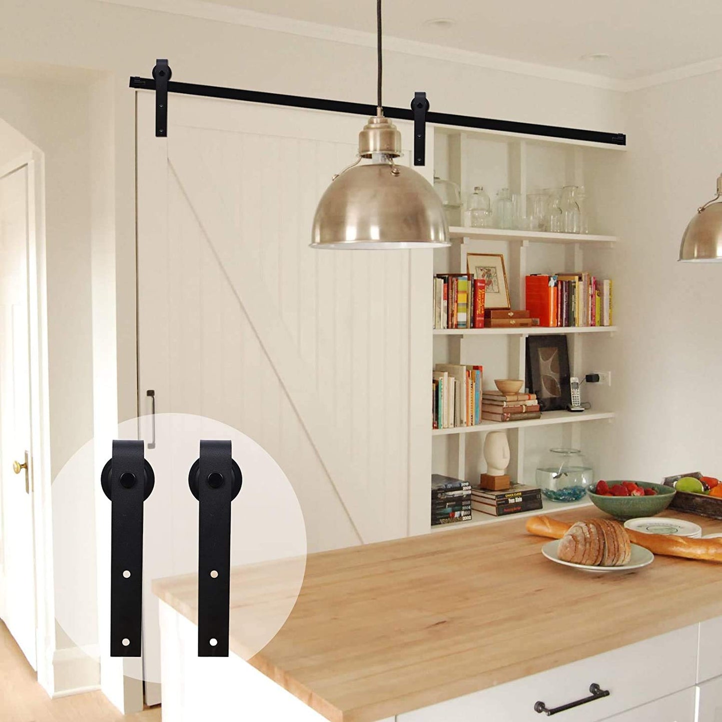 CCJH Barn Door Hardware Kit 4FT Sliding Track Heavy Duty for Single Max 24'' Wide Door Panel