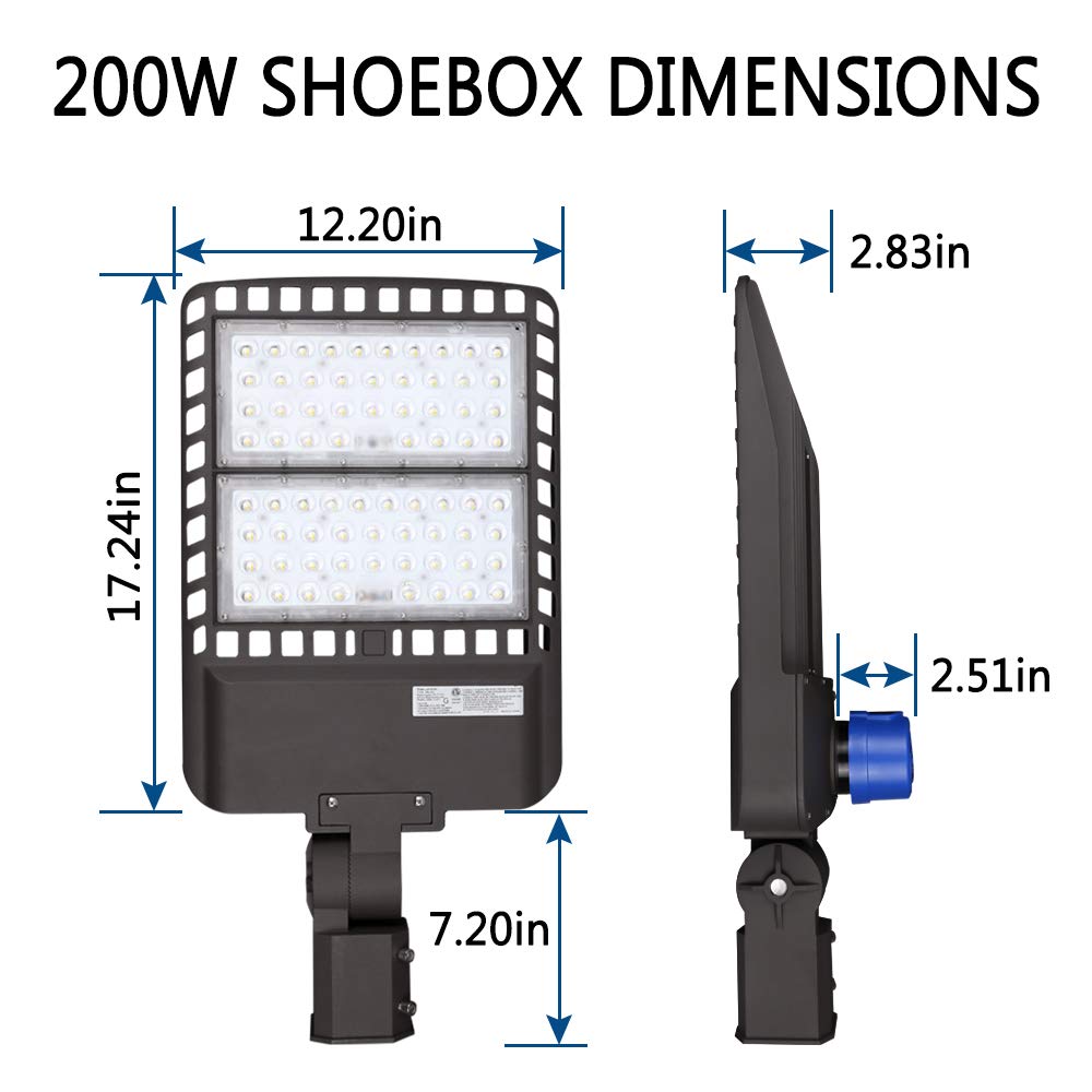 ledmo 200 Watt LED Parking Lot Light - 26,000 Lumen - 5000K Bright White - Slip Fit - with Photocell - Brown Housing