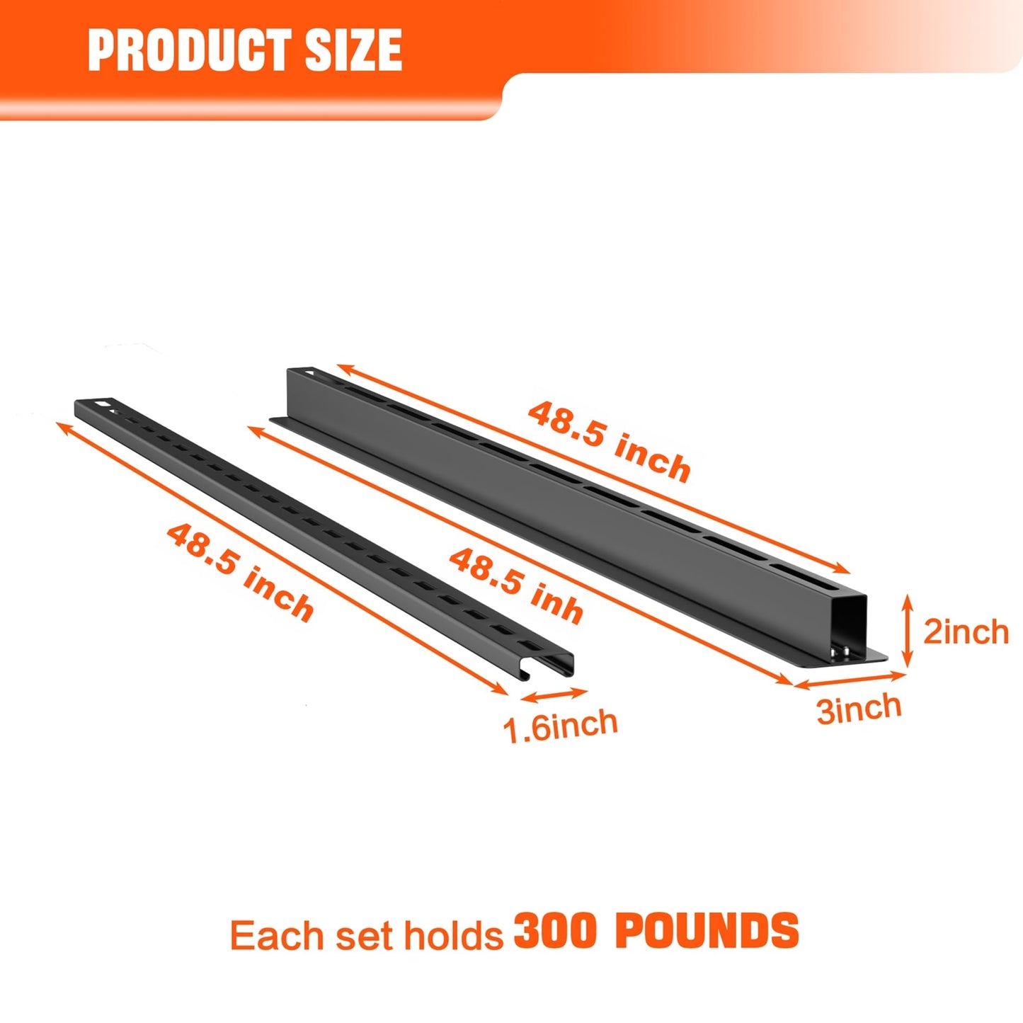 TORACK Garage Ceiling Bin Storage Rack, Overhead Tote Storage Rail System Heavy Duty Adjustable Tote Slide Rails Garage Bins Storage System(Black, Bins are not included)