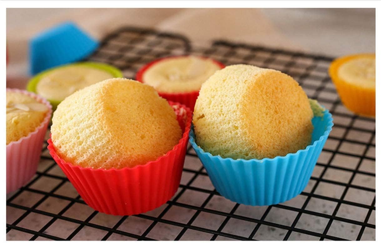 Skiennix Reusable Silicone Cupcake Baking Cups - 24 Pack, Non-Stick Muffin Liners in 6 Rainbow Colors