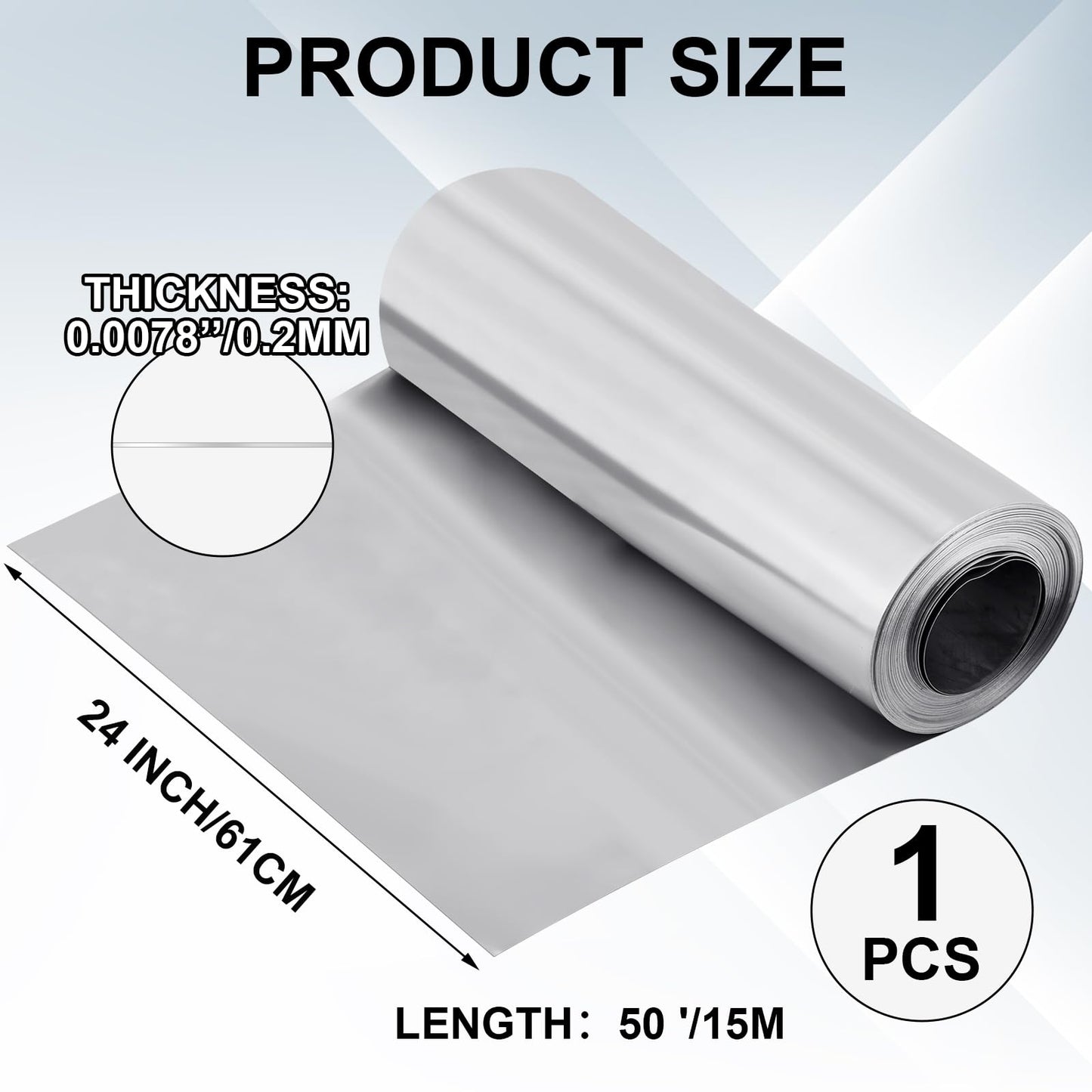 Ripeng 50 Feet 24'' x 50' x 0.0078'' Aluminum Flashing Roll Roof Flashing for Roof and Garden Preventing Roofing Stains Strip for Moss and Mildew Prevention (1 Roll)