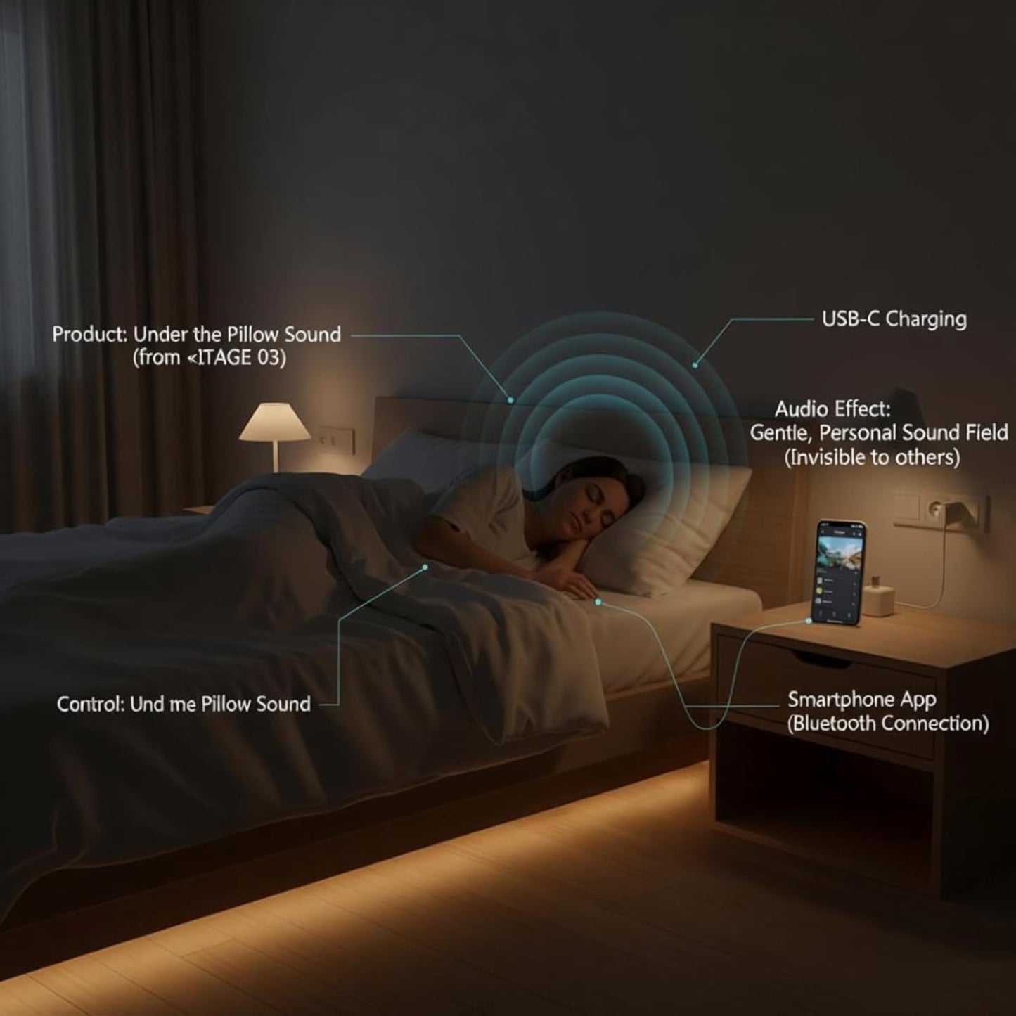 Morseatooke Pillow Speaker Bluetooth Sound Machine with Bone Conduction Technology,White Noise for Sleep Enhancement