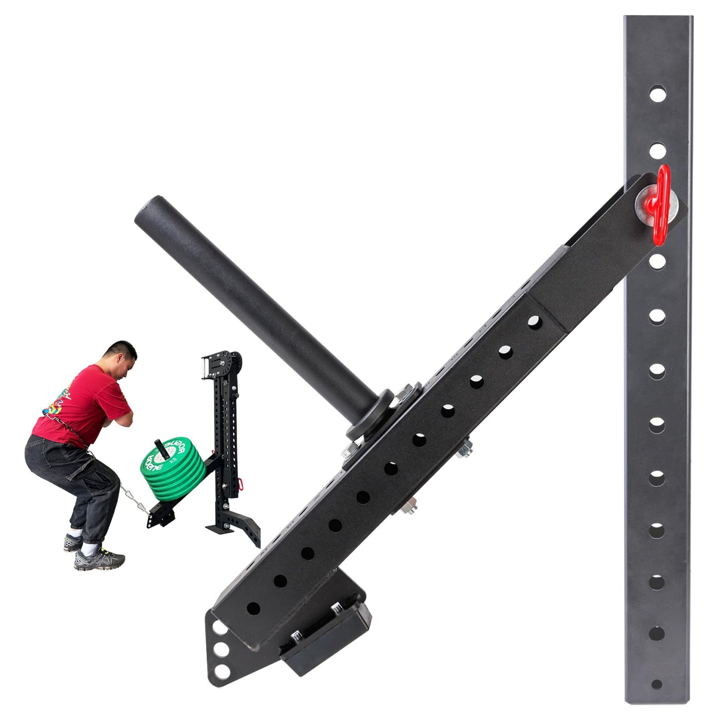 BROTTEBEAR Multi Use Belt Squat Attachment with Lever Arms fits for 3"X 3" Square Tube Power Cages Home Gym Accessory for Strength Training with 330 lbs Capacity (Not Included Squat Belt)