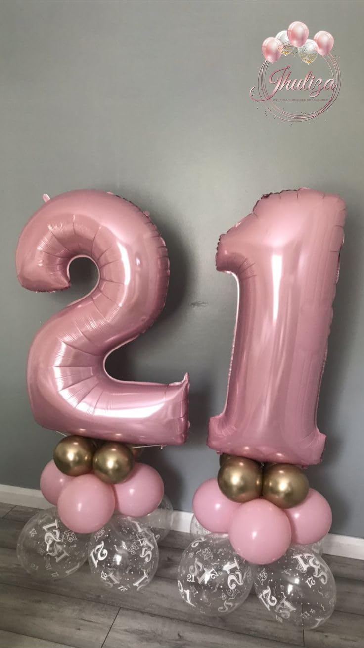 Skiennix 40-Inch Pink Number Balloons - Perfect for 2nd, 12th, 21st Birthday Celebrations & Events