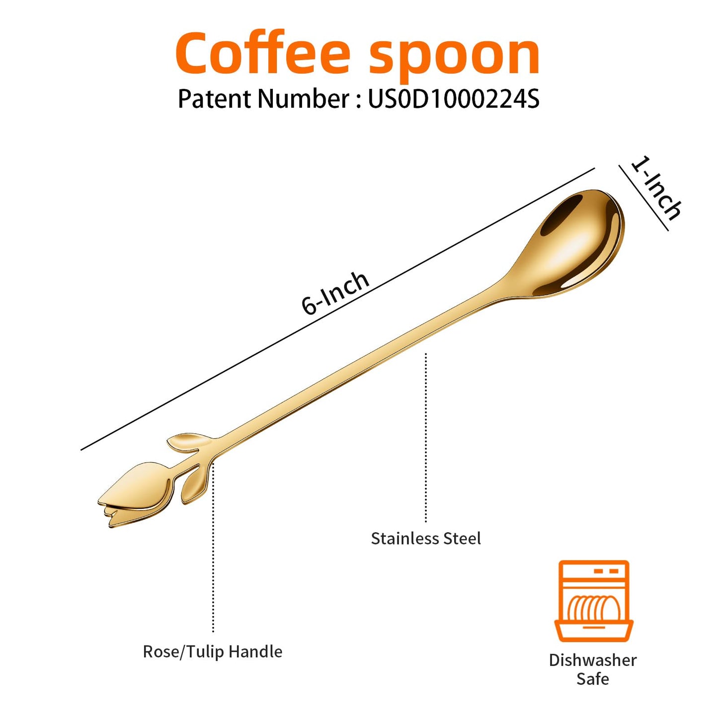 SGVRPVZ Gold Small Coffee Spoon Holder Set,Swan Base With 12 Pcs Demitasse Espresso Spoons Set,6" Mini Tulip/Rose Dessert Spoon,Stainless Steel Tea Spoons