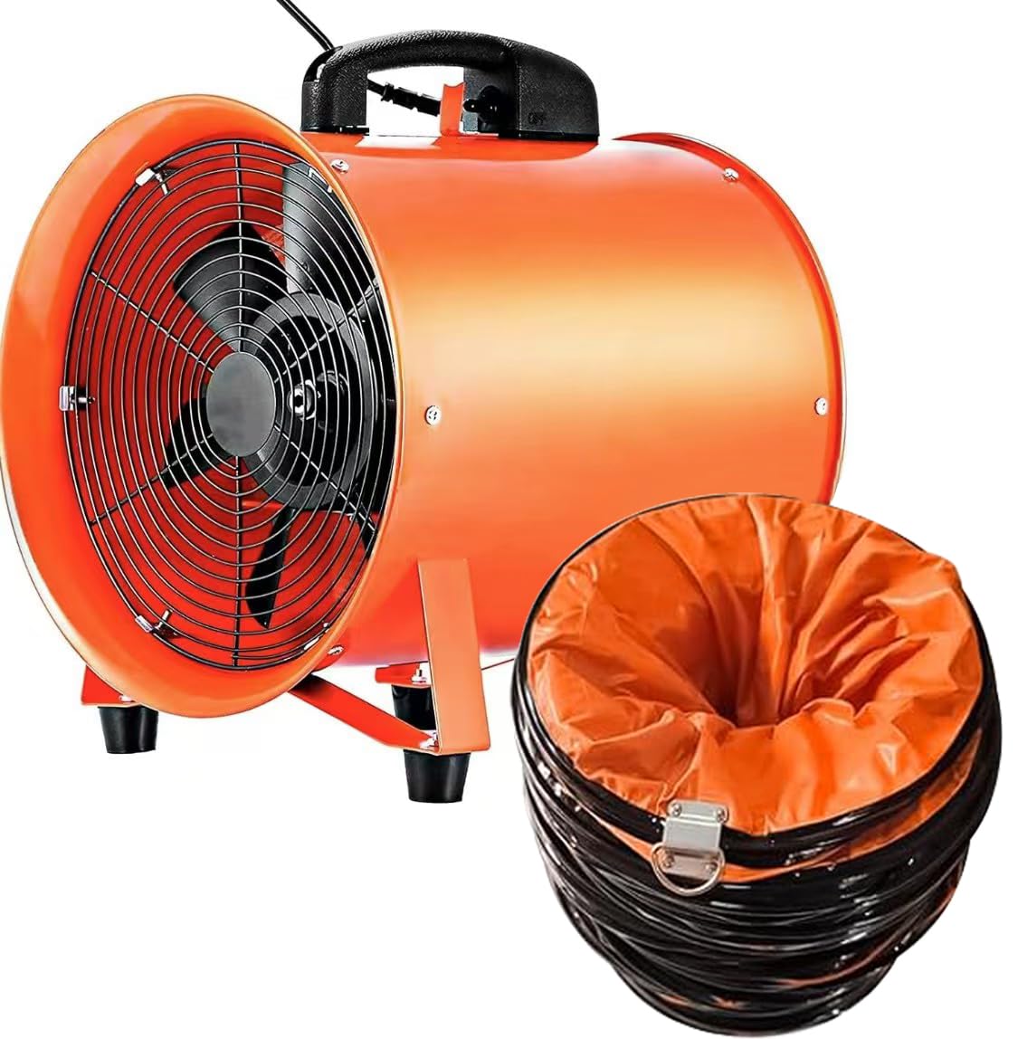 12-Inch Industrial Blower Fan, High-Powered 3200 CFM Portable Blower/Exhaust Fan with 27ft Flexible Hose, 15ft Cable/Plug, Heavy-Duty Exhaust Fan for Construction, Workshops All-copper wire motors