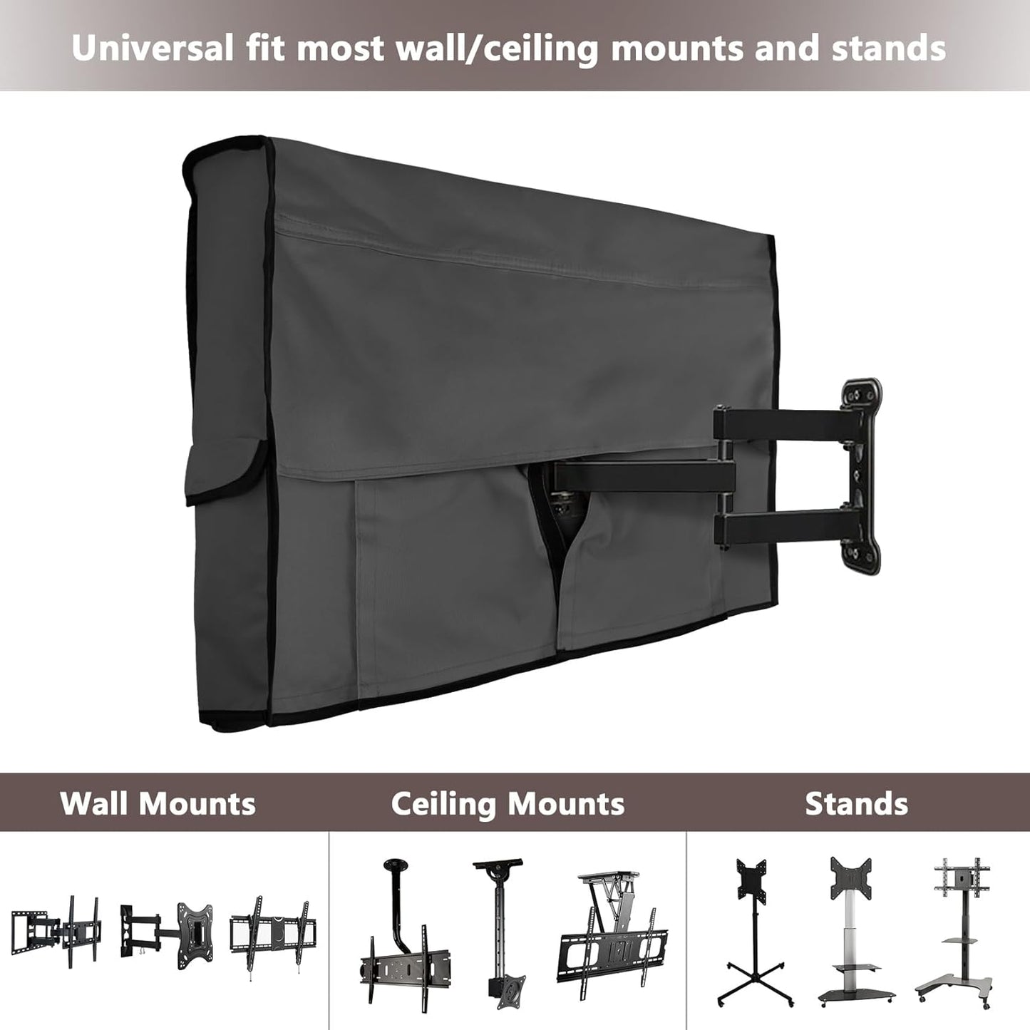 34-37 inch ULTCOVER Waterproof Outdoor TV Cover for Outside Flat Screen Televisions with Mounts and Stands, Black