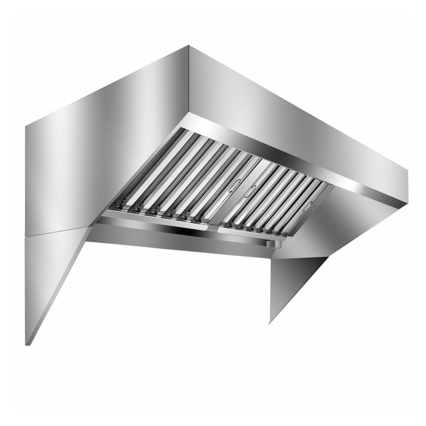 4FT Commercial Exhaust Hood with 2 Detachable U-shaped Grid Oil Filter Mesh, Rust-Resistant, 201 Stainless Steel Concession Trailer Food Truck Exhaust Vent Hood, for Restaurant Kitchen