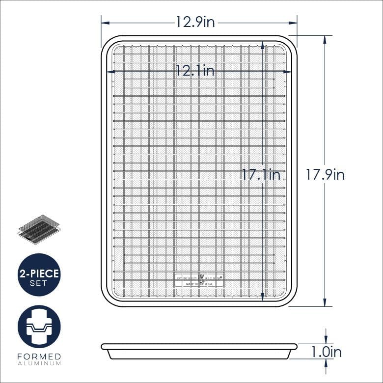 Nordic Ware Half Sheet Pan - Oven Safe Grid for Perfect Baking | 1 Pack, Natural Finish