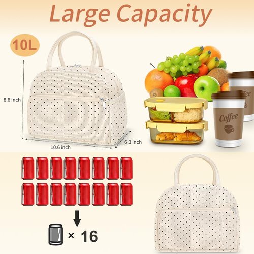 Coobiiya Lunch Bag - Insulated, Leakproof Tote for Men & Women | Cute Corduroy Design, Large Capacity