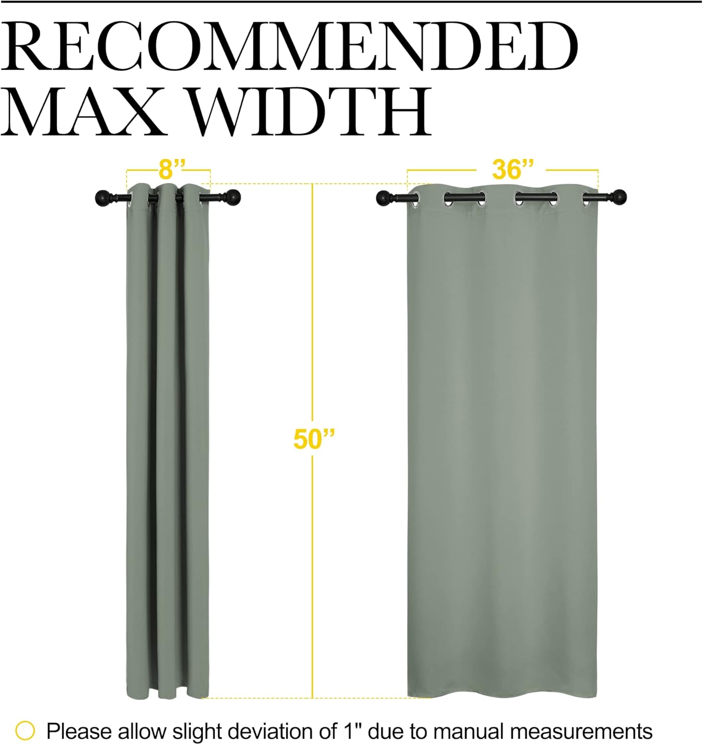 NICETOWN Room Darkening Curtains - Thermal Insulated Greyish Green Drapes for Kitchen & Bedroom (Set of 2, 42" x 50")