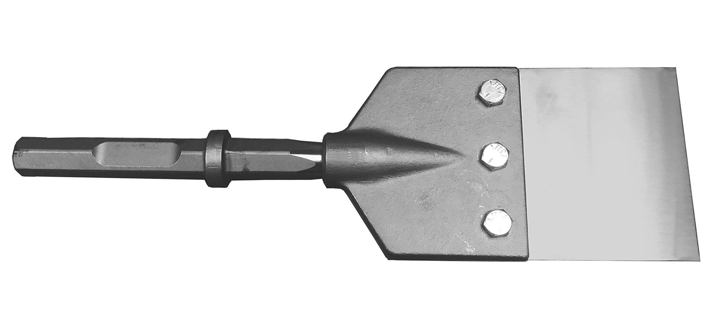 6" Wide 1-1/8" Hex Notch Shank Heavy Duty Floor Scraper System with Replacement Blade Bundle - Champion Chisel - Demolition Hammer Carts