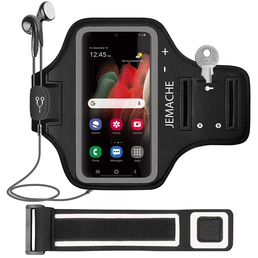 Galaxy S26 S25 Ultra Armband, JEMACHE Gym Workouts Running Arm Band for Samsung Galaxy S26 S25 S24 S23 S22 Ultra (Black)
