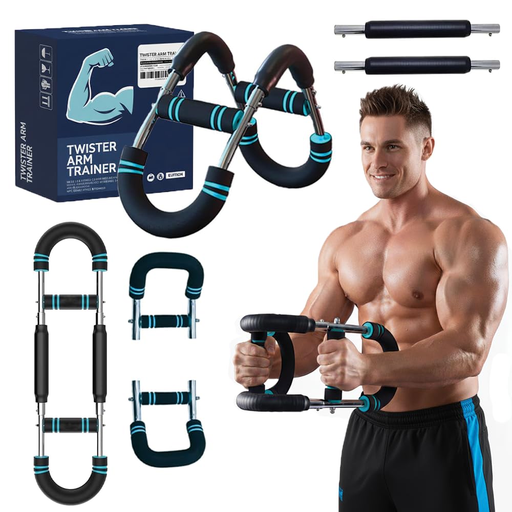 Adjustable Arm Twister Trainer, 40–130 Lbs Power Bar for Upper Body Strength, Portable Arm & Chest Workout Equipment for Men & Women, Ergonomic Anti Slip Handles, Home Gym Fitness Tool