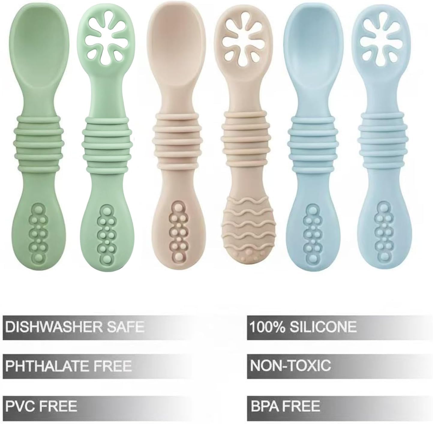 PandaEar 13 Pack Silicone Baby Feeding Spoon