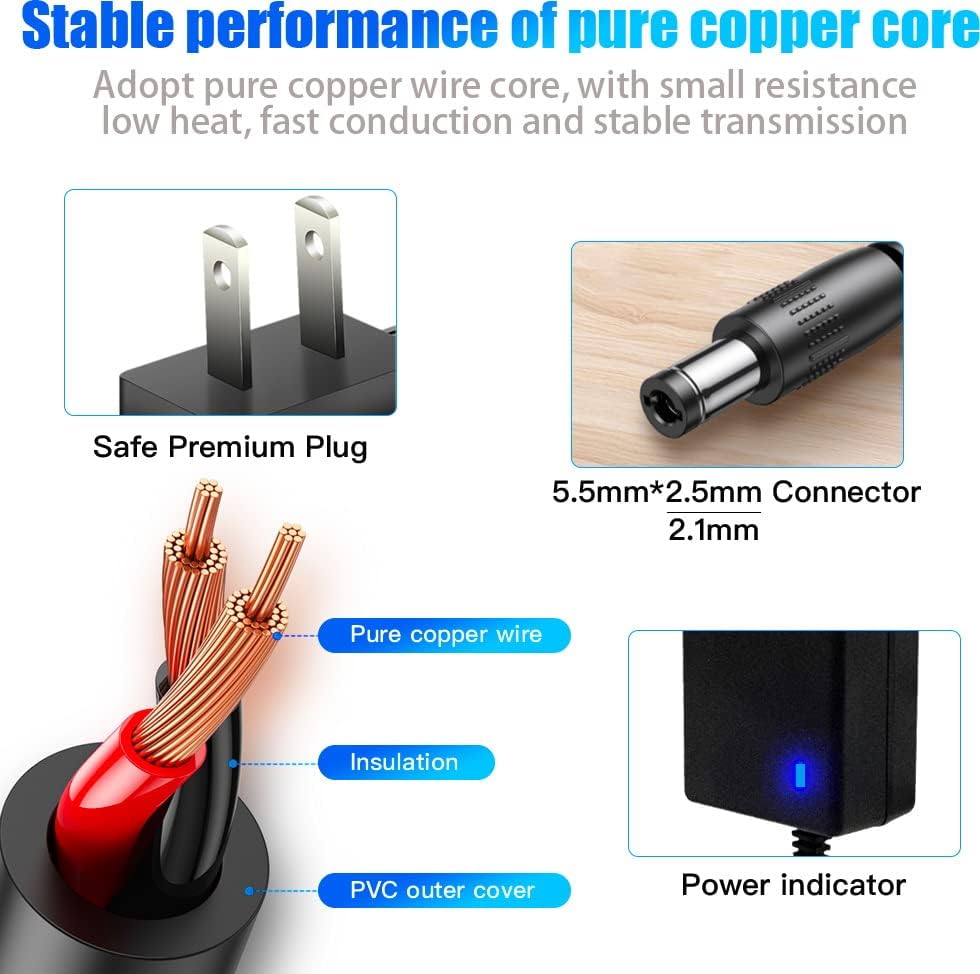MTDZKJG 3V 1A 100-240V 3Volt 3W 1000mA 500mA 5.5mmx 2.5mm/2.1mm DC Power Supply AC Adapter AC to DC Power Cord