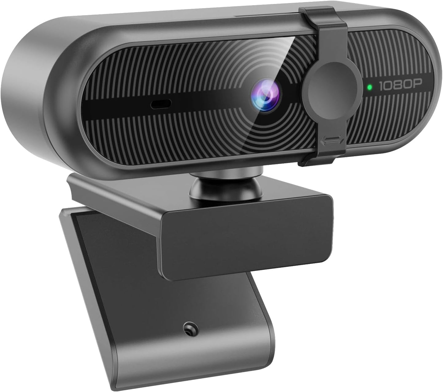 MOERTEK 1080P 90 Webcam for PC, Webcam with Mic, Auto Light Correction, Wide Angle, Built-in Privacy Cover, Supports