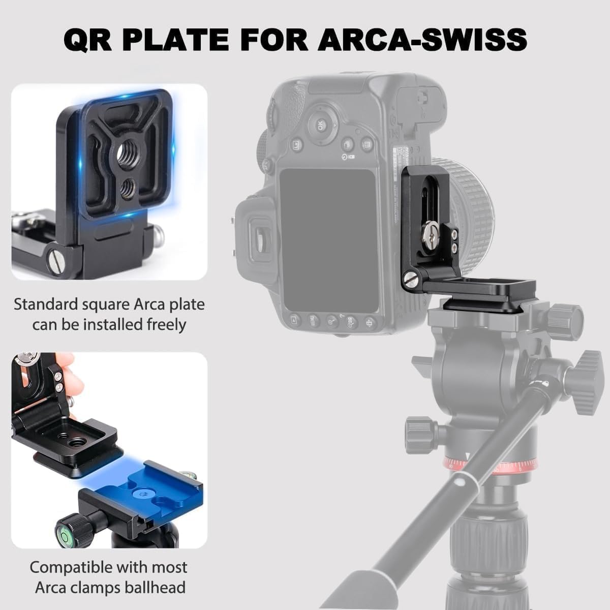 1/4 Inch Camera(K-12) koolehaoda Foldable L-Shaped Quick Release Plate Camera L Bracket Vertical Horizontal Switching