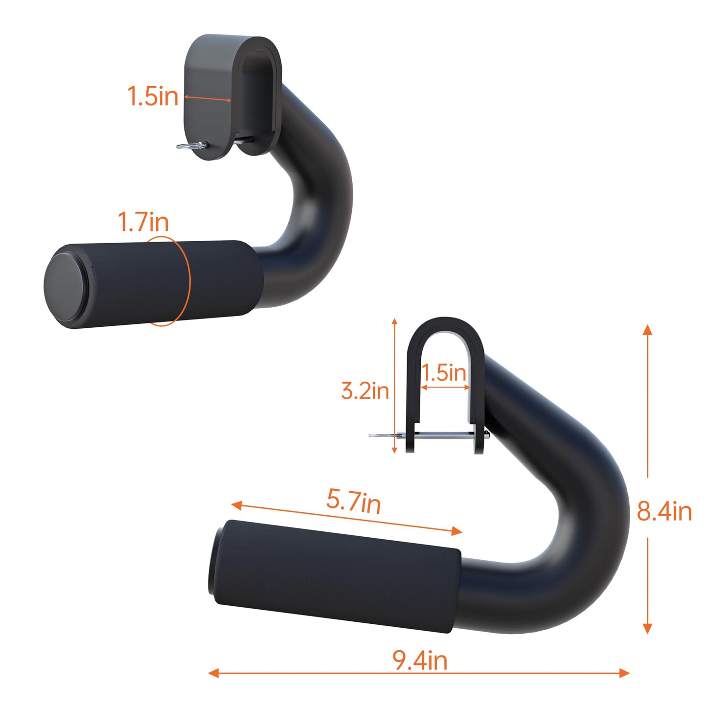 Neutral Grip Handles for Pull Up,1000 lbs Heavy Duty Steel Pull Up Handles,Ergonomic Portable Hooks for Barbell Row Deadlift Resistant Bands for Home Gym Fitness Enthusiasts-2 Pack