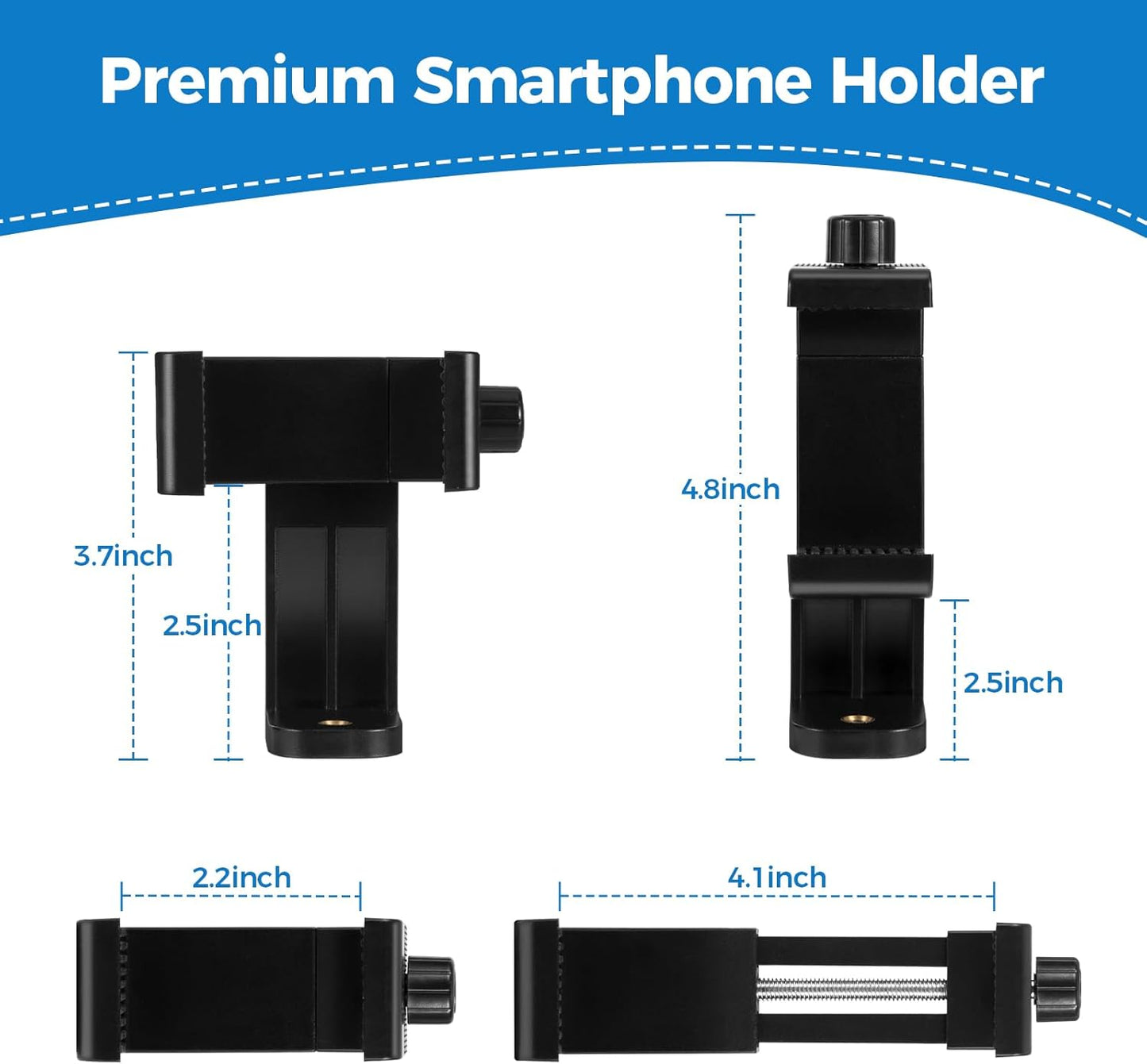 1/4" 14"-23.6" Camera Desk Mount Stand with Ball Head and Phone Holder Clip, Desktop Light Stand, Adjustable Light