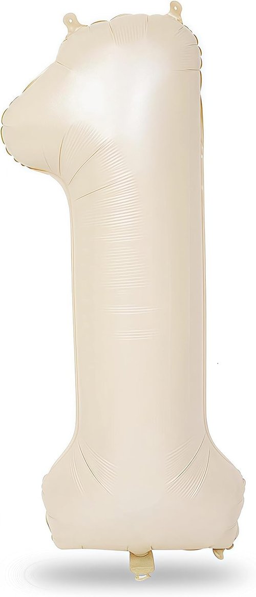 BOY Balloons - 40-Inch Beige Number 1 & Cream White Sand Balloons for Baby Boy Birthday