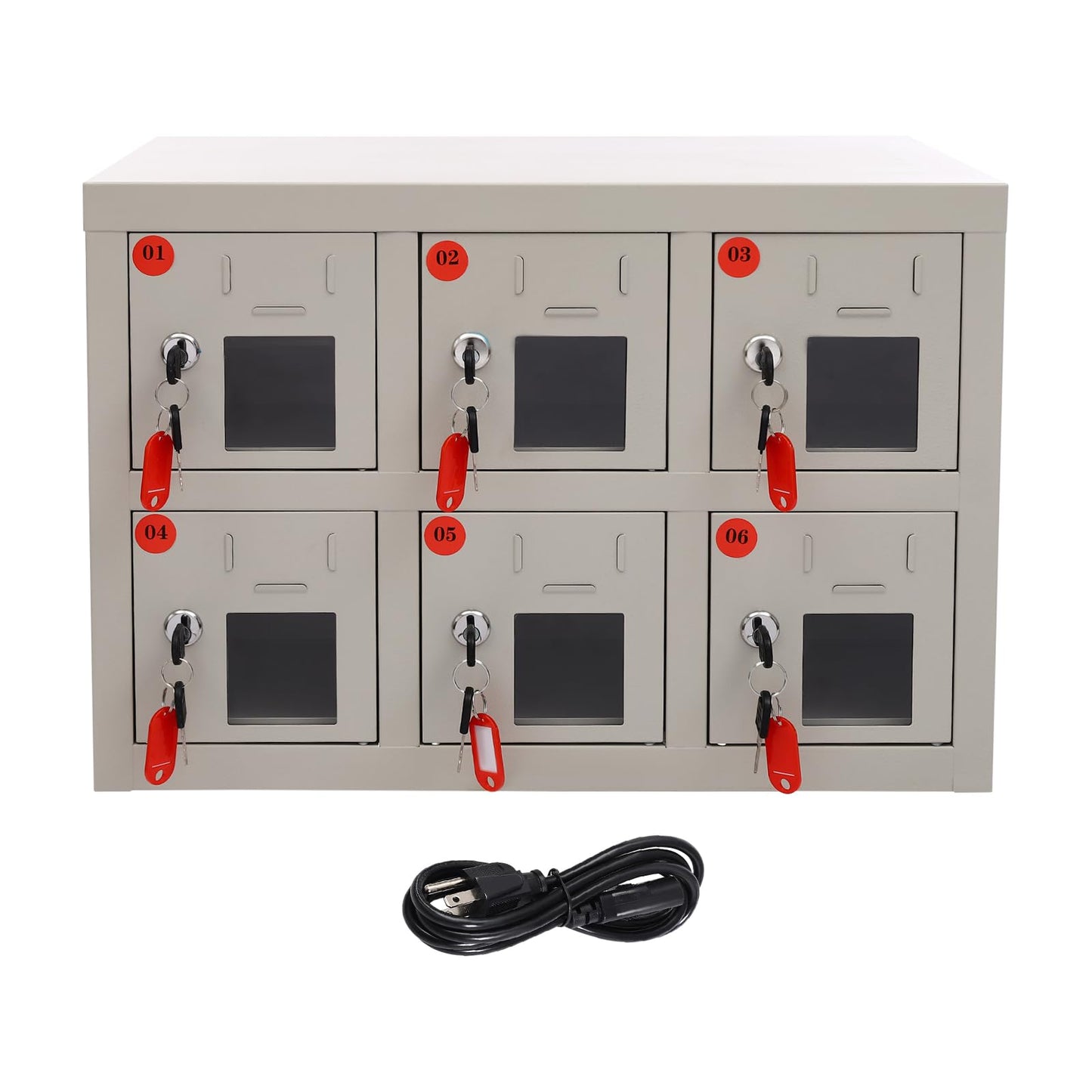 Bokknppo Cell Phone Locker 6 Slot Cellphone Charging Station Metal Cellphone Charging Cabinet Rechargeable Mobile Phone Cabinet for Office Classroom (6 Slot)