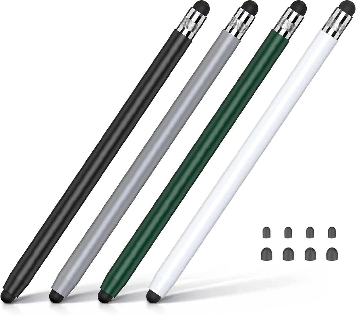 HATOKU 4 Packs Stylus Pen for iPad & Touchscreen Devices, Dual Tip Rubber Styluses, No Bluetooth/No Charging, High