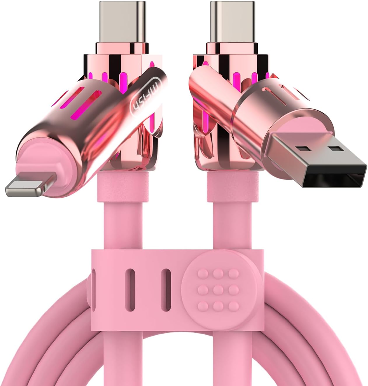 240W 4-in-1 6.6FT 17/16/15/14, S25/S24 6.6Ft) MFish Charging Cable with Carrying Case, Fast Charger USB-A & USB-C