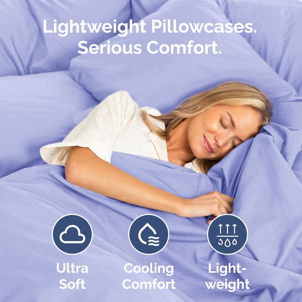Skiennix Standard Pillow Cases Set of 2 - Ultra-Soft Hotel Quality - Comfy, Wrinkle-Free & Stain Resistant - Lavender