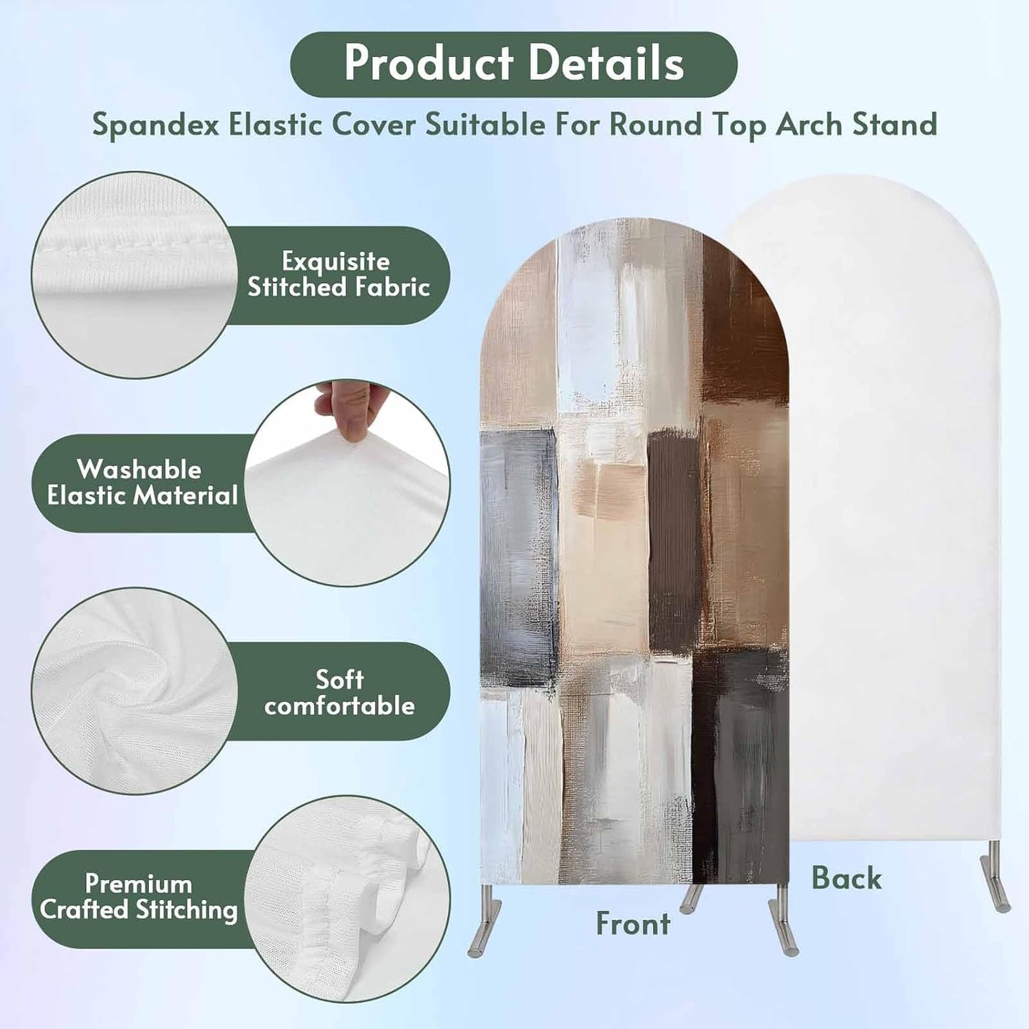 Jnbasdffb 7.2 Brown Beige Color Blocks Wedding Arch Cover, Stretchy Spandex Arch Backdrop Stand Covers FT, Abstract Oil