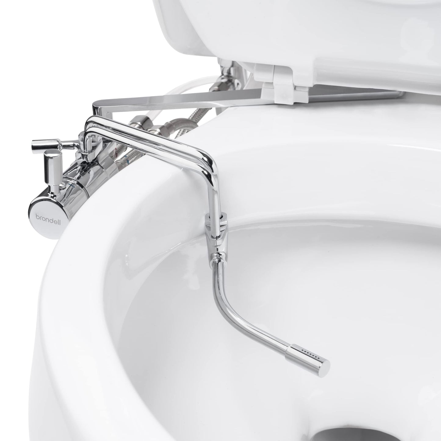 Brondell SMB-25 Side Mounted Manual Bidet Attachment for Toilet Seats with Adjustable Sprayer and Water Pressure, Thin Profile, Chrome (Dual Temperature), X-Large