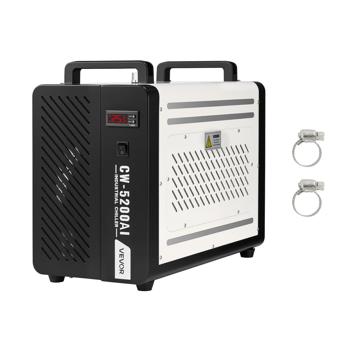 VEVOR Industrial Water Chiller, 5460 BTU/h, Industrial Water Cooler Cooling System with Compressor, 4.2 GPM Max Flow, 1.8  Gal Tank Capacity, Laser Chiller, for CO2 Laser Engraving & Cutting Machine