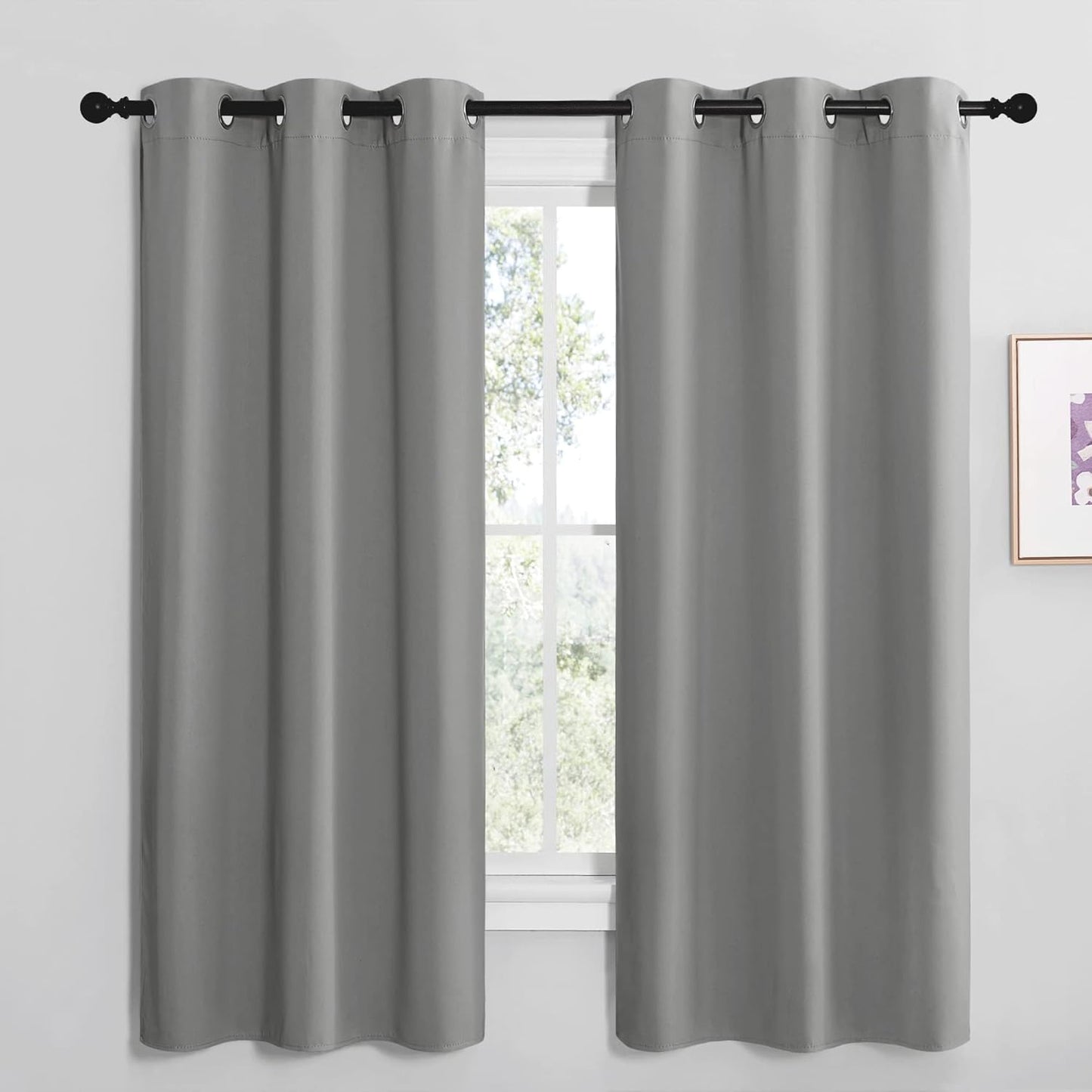 NICETOWN Thermal Insulated Blackout Curtains - Kids' Window Drapes for Nursery | Silver Grey, 2 Panels (W42 x L68-Inch)