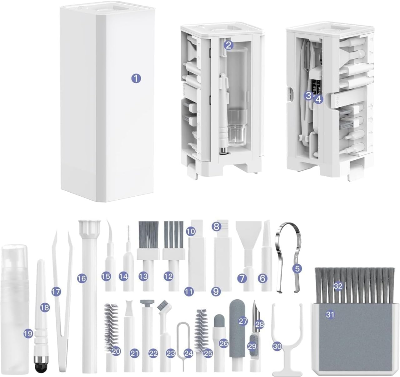 Ekoomar 32-in-1 Electronics Cleaning Kit - Keyboard, Phone, Computer & Laptop Cleaner Kit - Compatible for MacBook