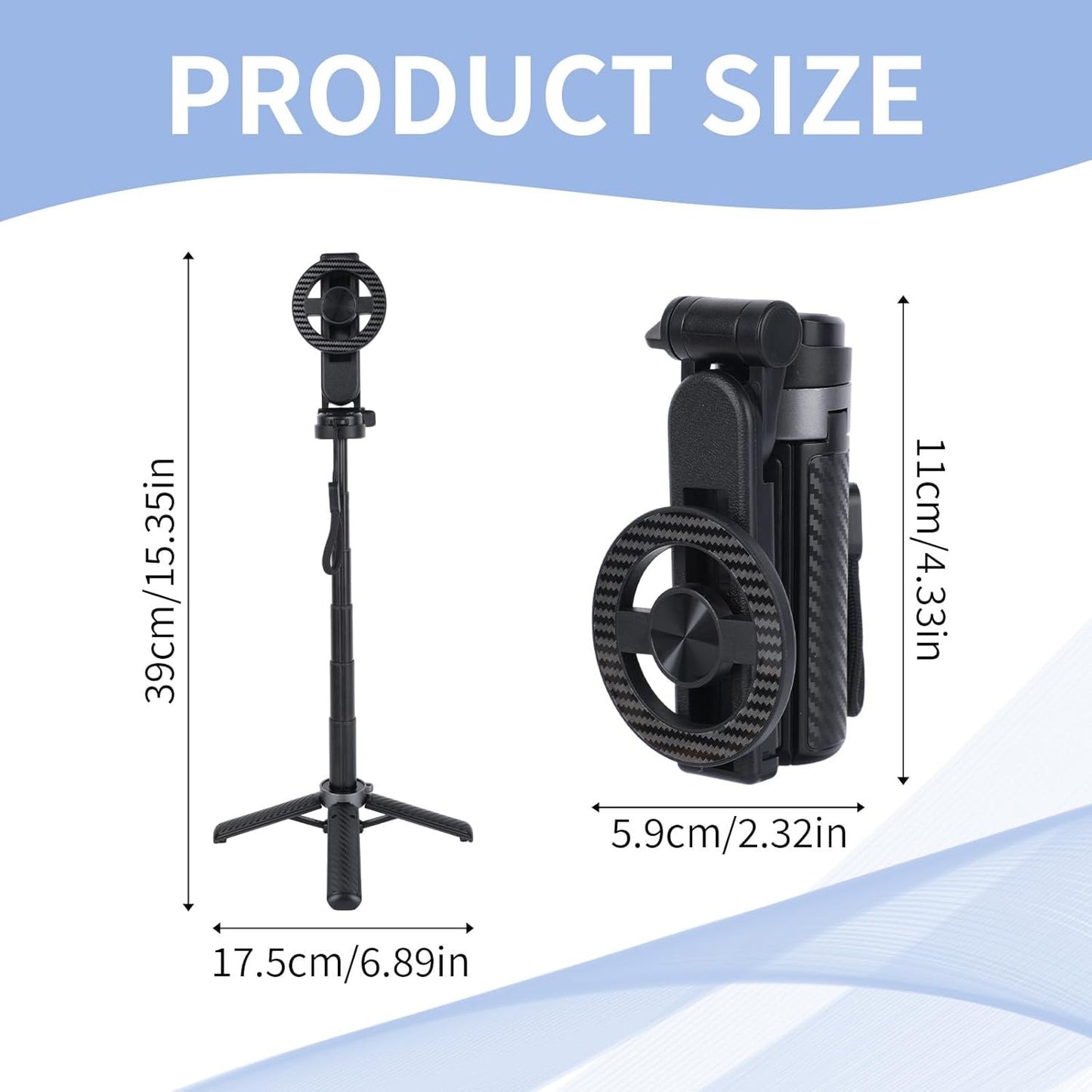 BTFO 360 Magnetic Mini Phone Selfie Stick, Rotation Pocket Tripod Extendable Cell Phone Travel Tripod Multifunctional