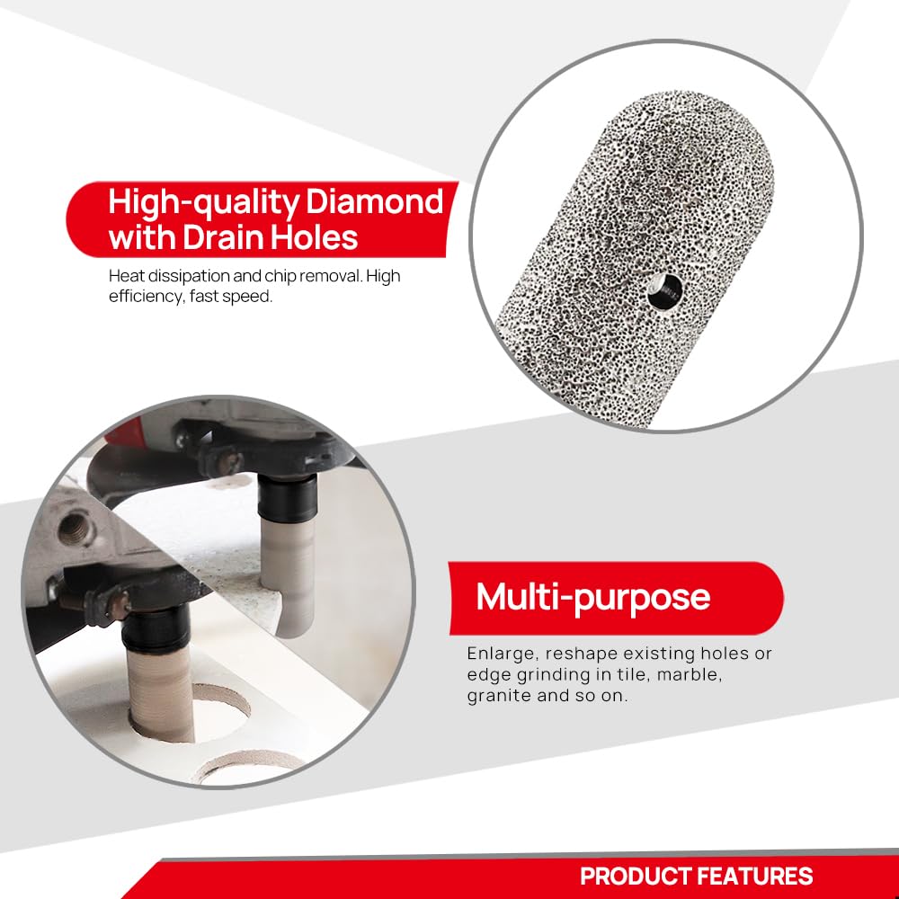 Diamond Tile Hole Saw Kit 10-Pack, DT-DIATOOL Diamond Core Drill Bits Set 6/6/8/19/35/51/65mm+20mm Finger Bit+50mm Chamfer Bit+SDS Adapter for Porcelain Ceramic Tile Marble Granite
