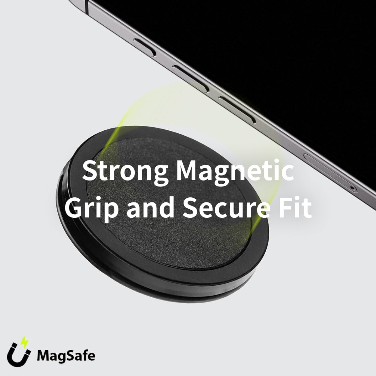 bitplay Magnetic Phone Grip for MagSafe, Finger Holder and Kickstand for Smartphones, Adhesive Metal Ring Included