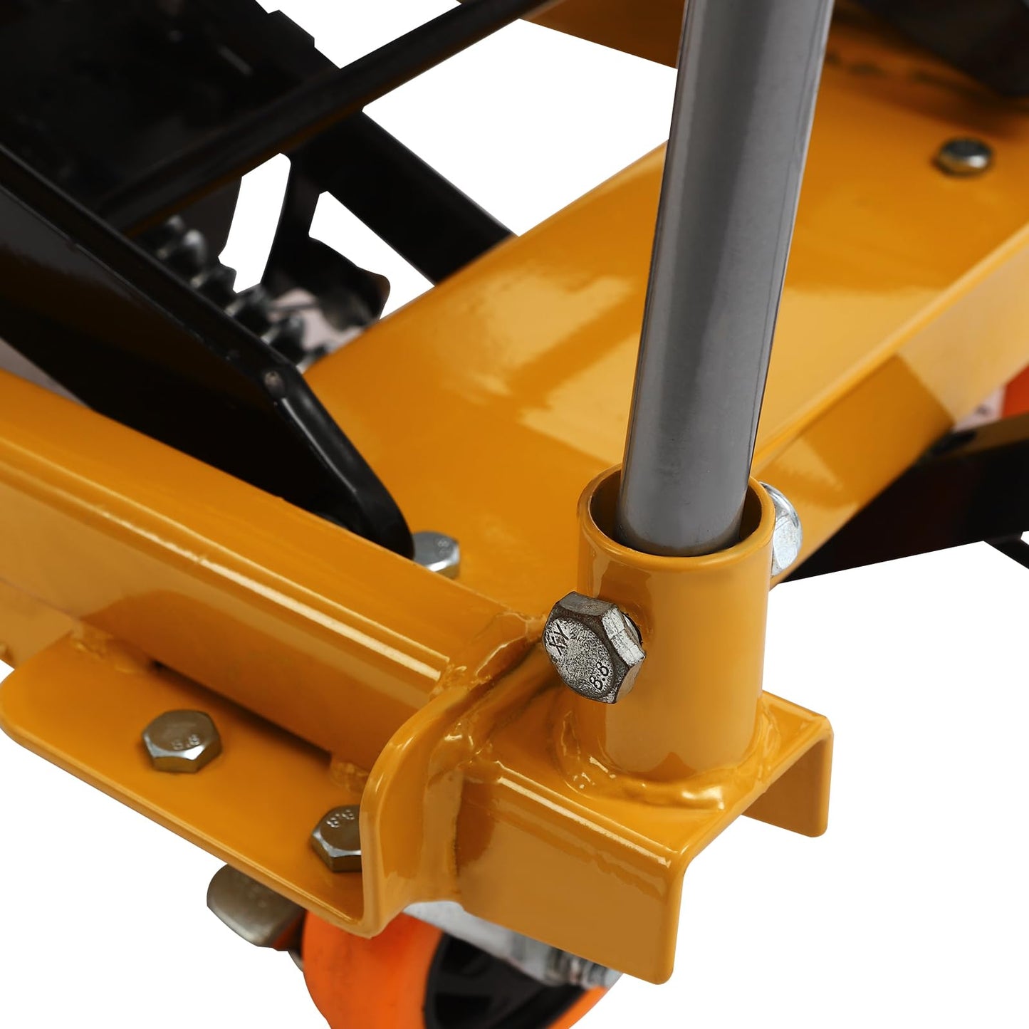 Hydraulic Lift Table Car, 45" Lifting Height, Manual Double Scissor Lift Tablewith 4 Wheels and Safety Back Guard,Hydraulic Scissor Cart for Material Handling and Transportation