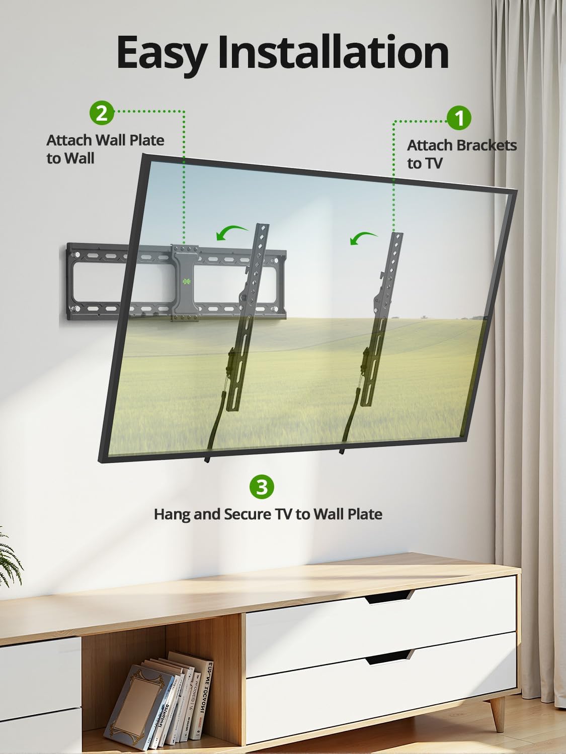 USX MOUNT 37"-95" 600x400mm 132lbs, 16", 24" Tilting TV Wall Mount for Most Flat Curved Screen Television, TV Bracket