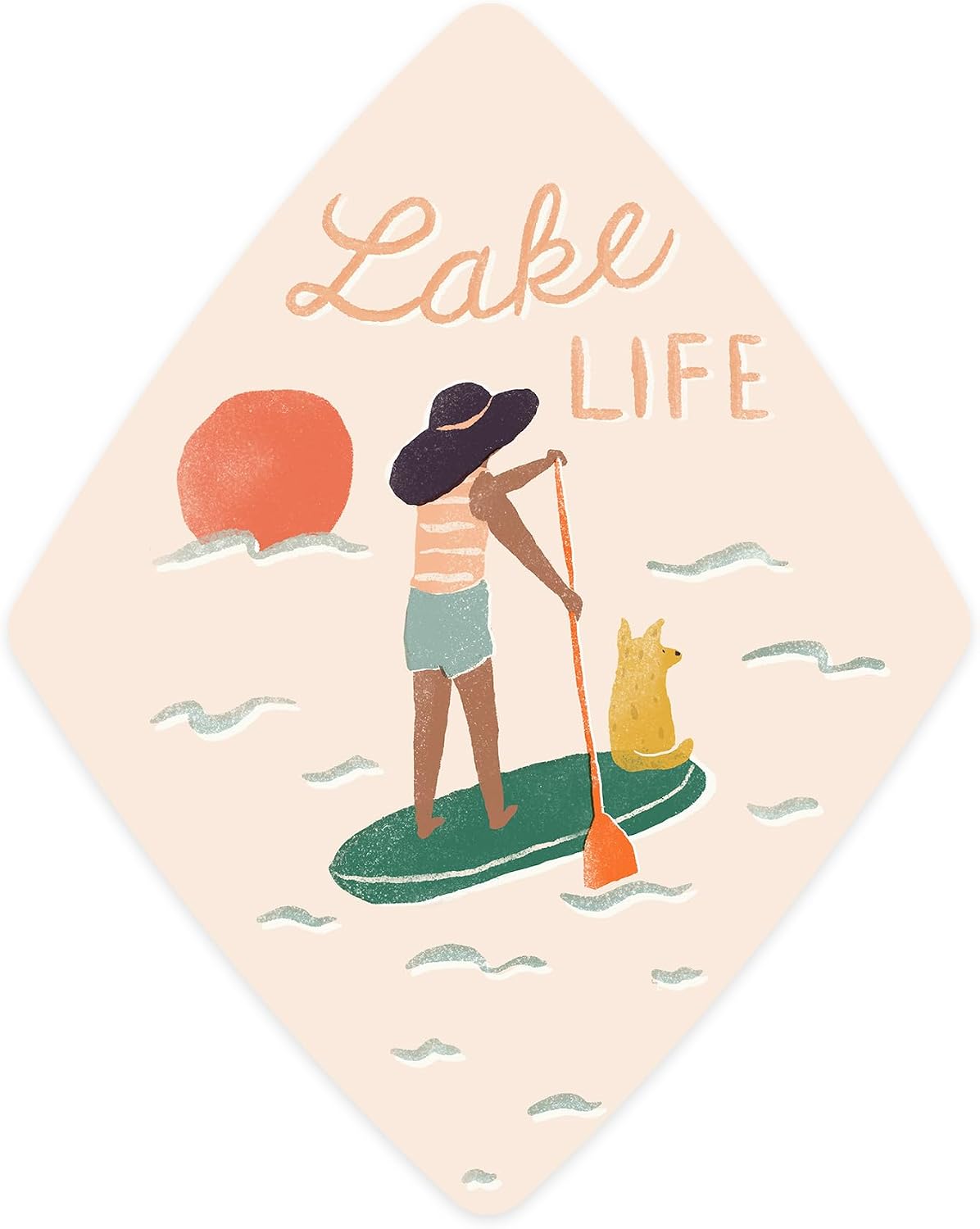 Summer Lantern Press Sticker Vintage Series, Lake Life Paddle Board, Die Cut Vinyl, (Waterproof Decal for Cars, Water