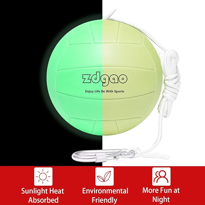 Portable Tetherball-Glow in The Dark Replacement Tether Ball with Carabiner, Ball Pump with Needle for Kids and Adults Outdoors Backyard Game