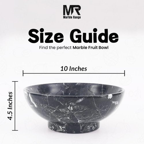 Marble Fruit Bowl For Kitchen Counter Black 10" Inch Handmade Candy Bowl, Ideal Decorative Bowls For entryway Table, Modern Fruit Dish for Kitchen Decor
