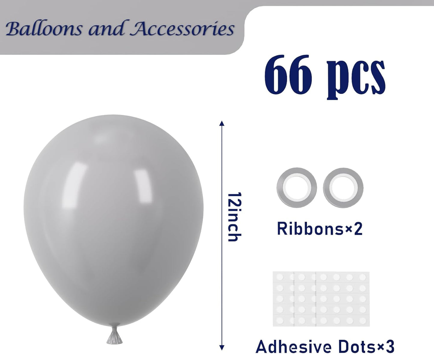 Voircoloria Gray Balloons - 12-Inch Grey Latex Balloons | 66-Pack for Graduation, Weddings & Parties