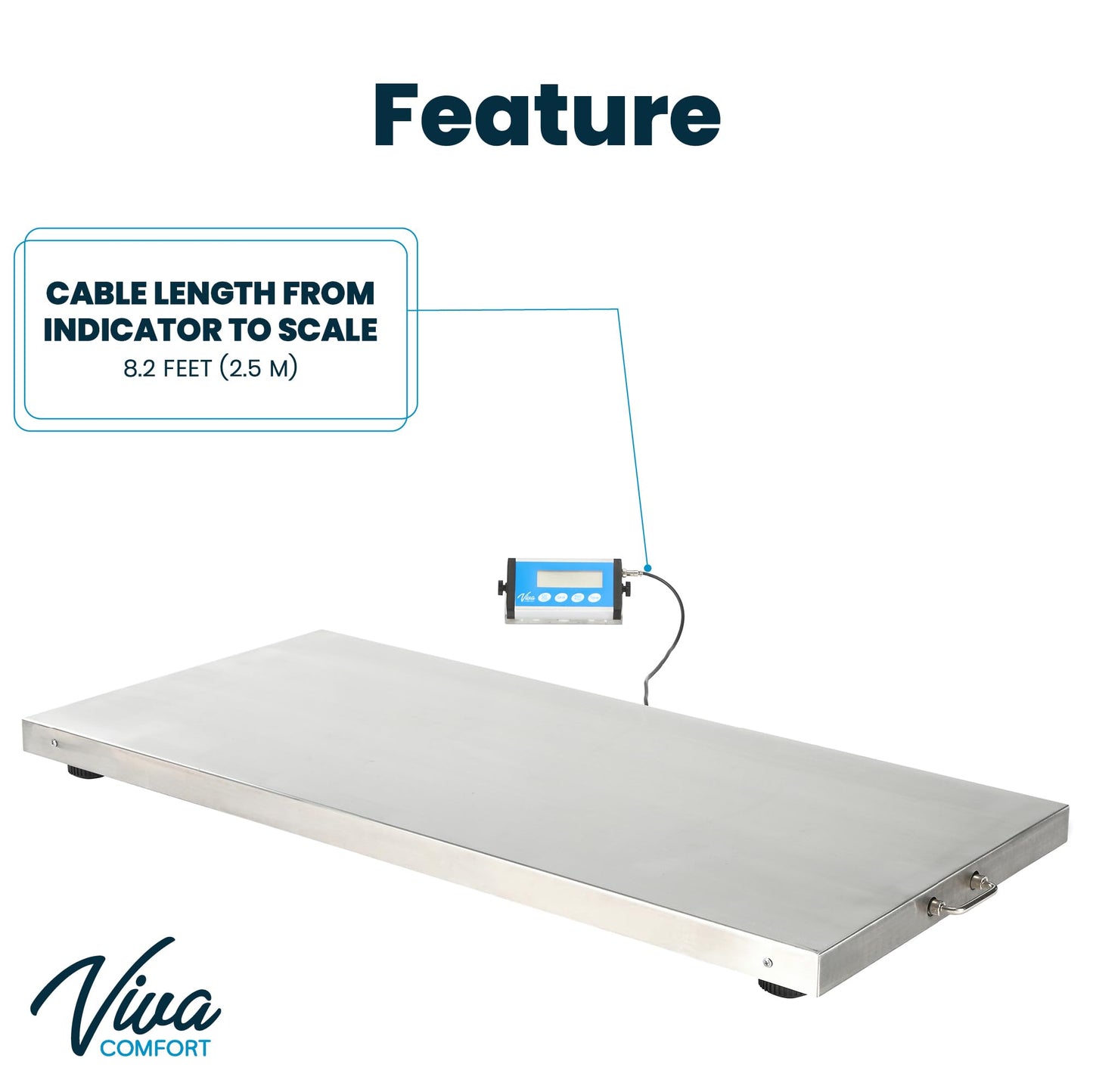 VivaComfort Veterinary and Dog Scale - Large Animal Digital Livestock Scale, 660 lbs Capacity, 44.09L x 20.47W x 1.77H