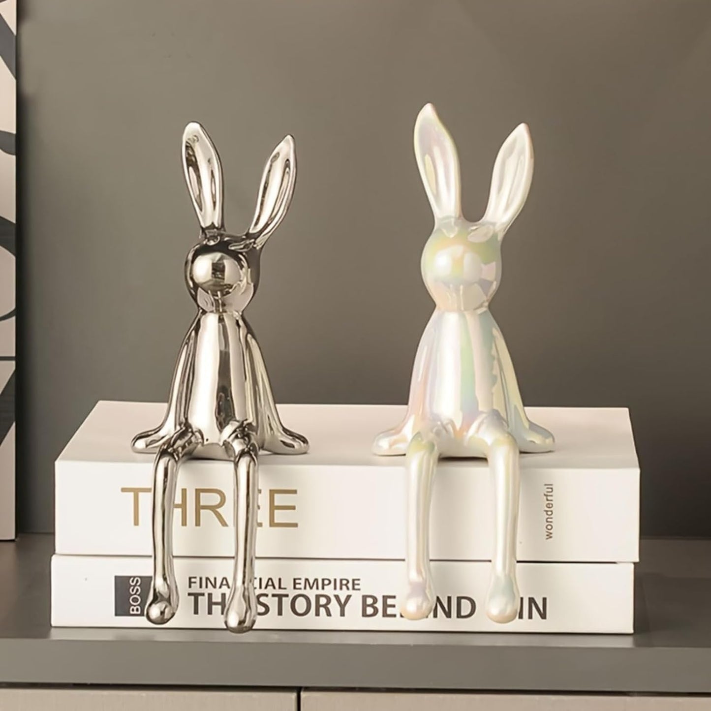 Regine Switzerland Ceramic Long-Eared Rabbit Statue - Luxury Home Decoration in Gold