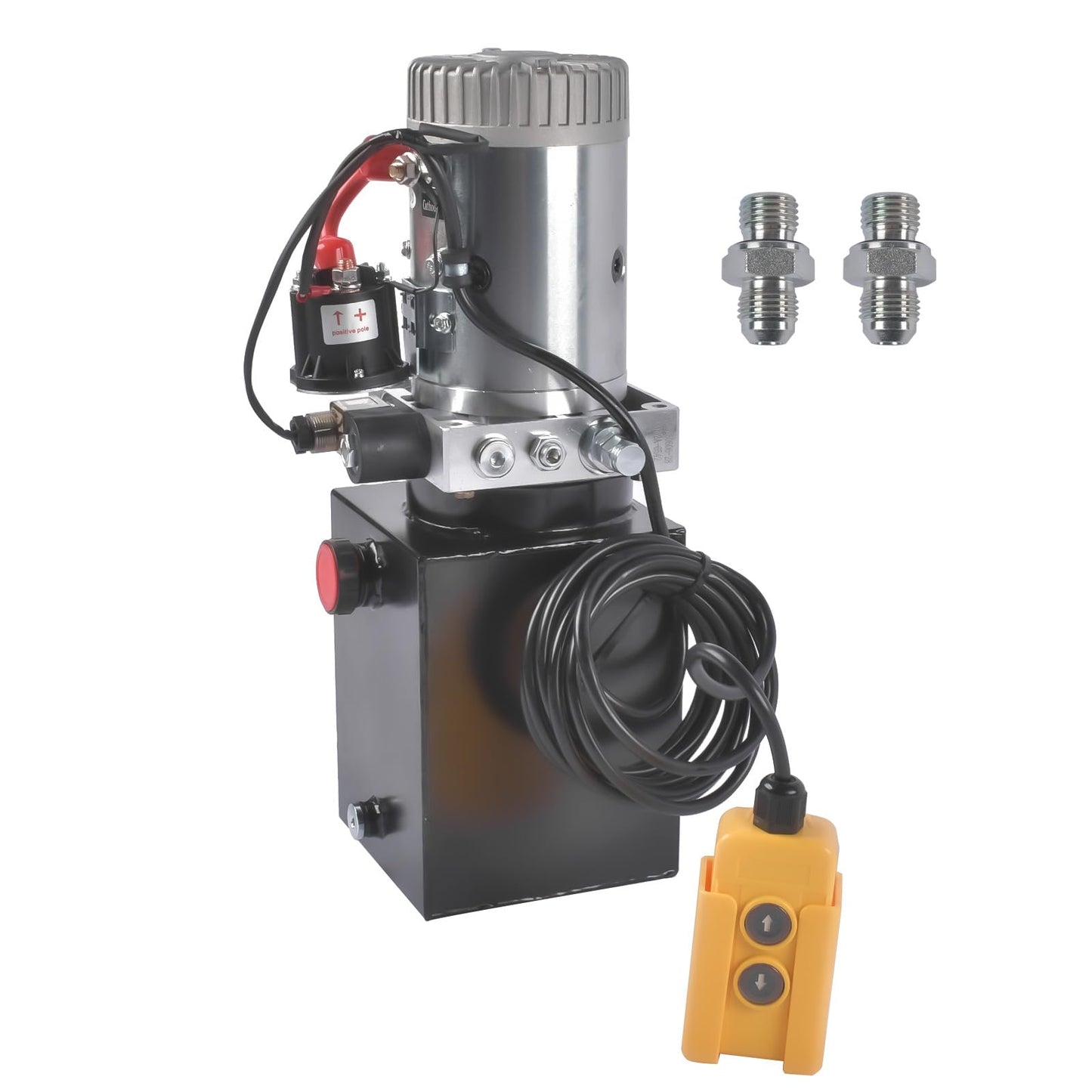 4 Quart Hydraulic Power Unit 1.6kW Power, 12V DC Single Acting Hydraulic Pump, 3200 PSI Max Pressure, for Dump Trailers, Car Lifts, DIY Hydraulic Systems, Steel (GC01) & Aluminium Alloy